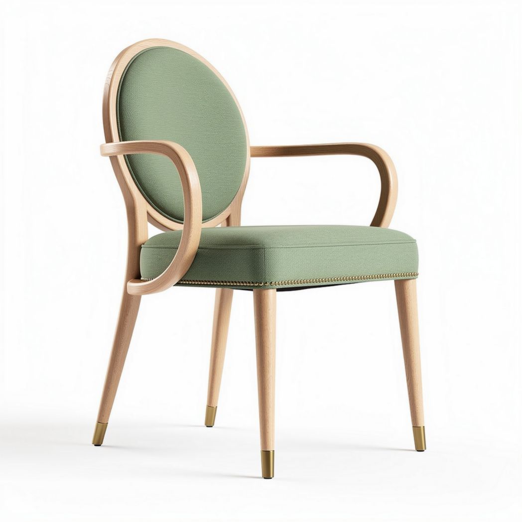 Wooden Armchair with Upholstered Seat – Suitable for Dining or Lounge Areas – Made of Wood and Fabric – 55 x 55 x 80cm