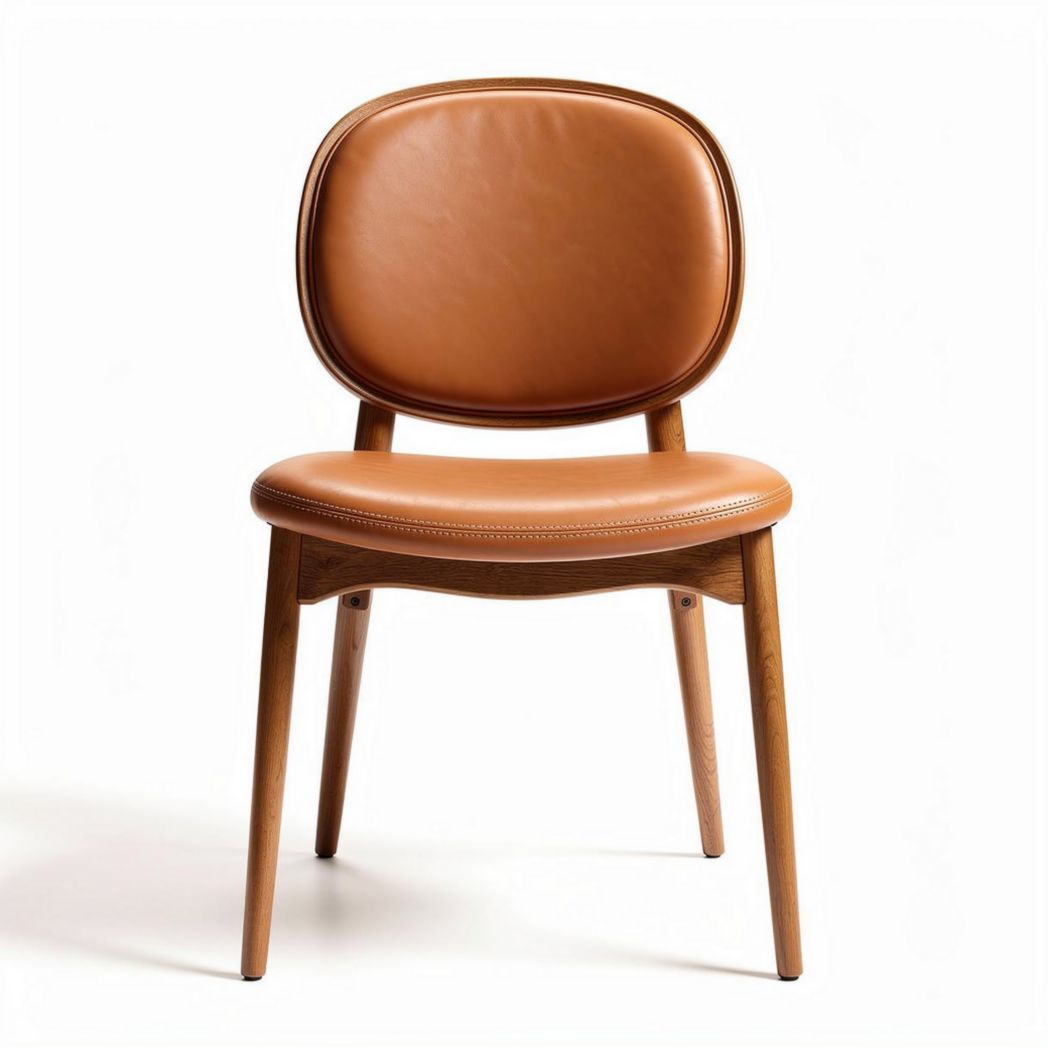 Leather Dining Chair for Indoor Use Featuring Wooden Legs - 45 x 50 x 80cm