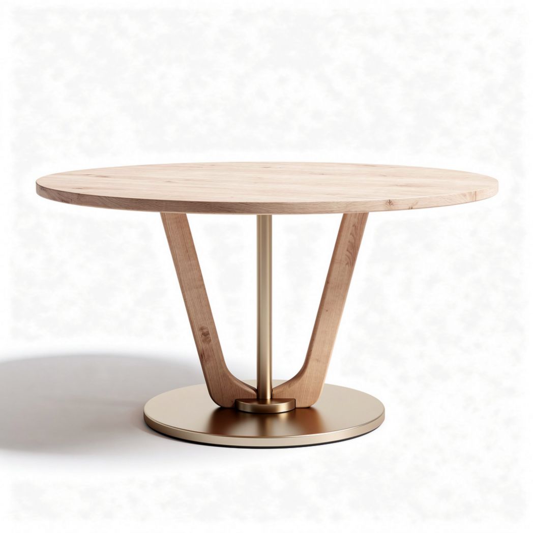 Round Dining Table – Suitable for Dining Rooms or Kitchens – Wood and Metal Construction – 120 x 120 x 75cm