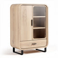 Wooden Storage Cabinet with Glass Doors for Living Room – 80 x 40 x 100cm