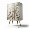Metal and Glass Sideboard with Geometric Design for Storage – 80 x 40 x 120cm