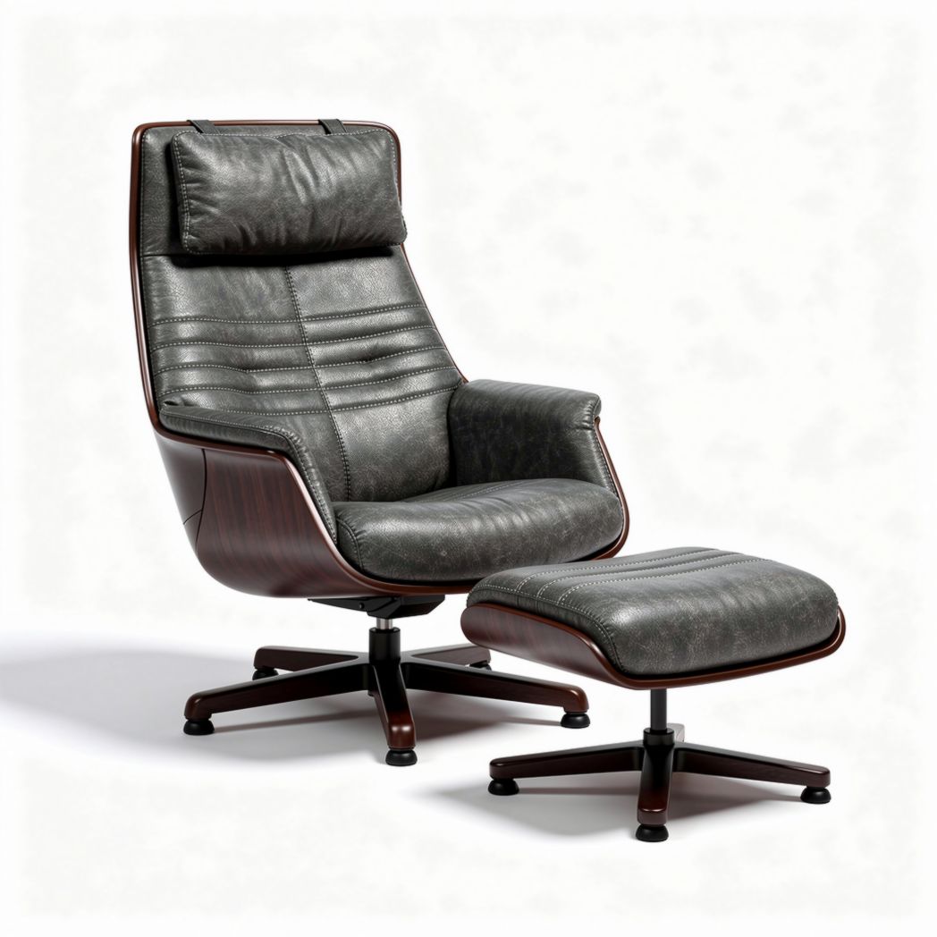 Leather Recliner Chair with Ottoman for Relaxation – 70 x 80 x 100cm