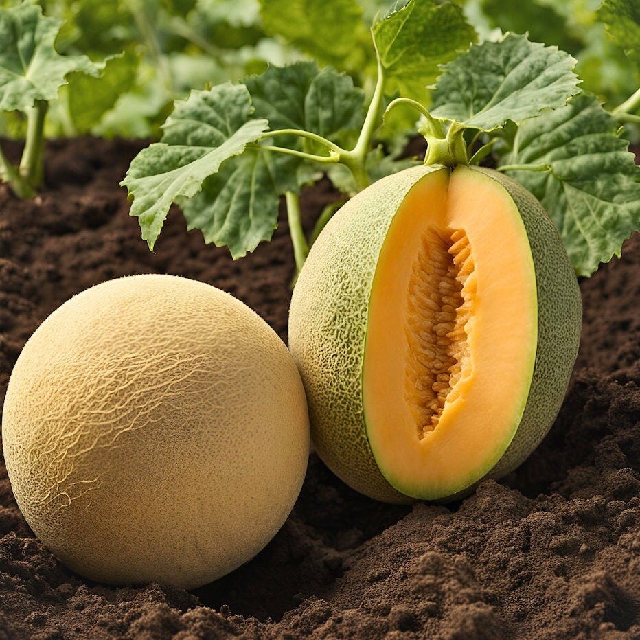 Cantaloupe Seeds - Organic, Heirloom, Open Pollinated, Non GMO - Grow Indoors, Outdoors, In Pots, Grow Beds, Soil, Hydroponics  Aquaponics(4 Seeds)