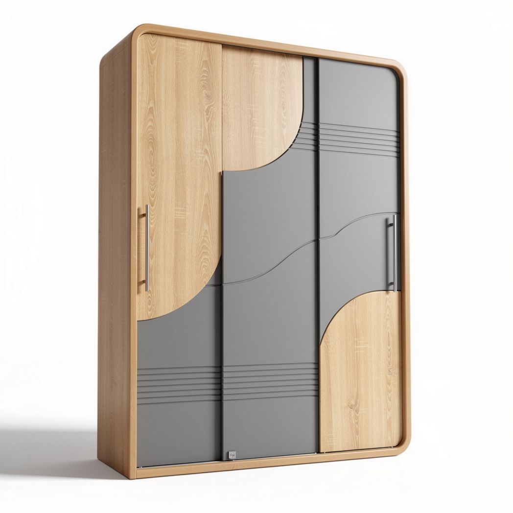 Wooden Wardrobe with Sliding Doors for Bedroom Storage – 200 x 150 x 40cm