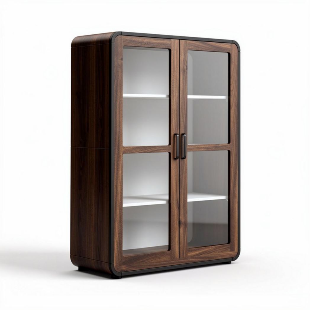 Wooden Display Cabinet for Living Room and Office Use with Glass Doors – 90 x 45 x 120cm