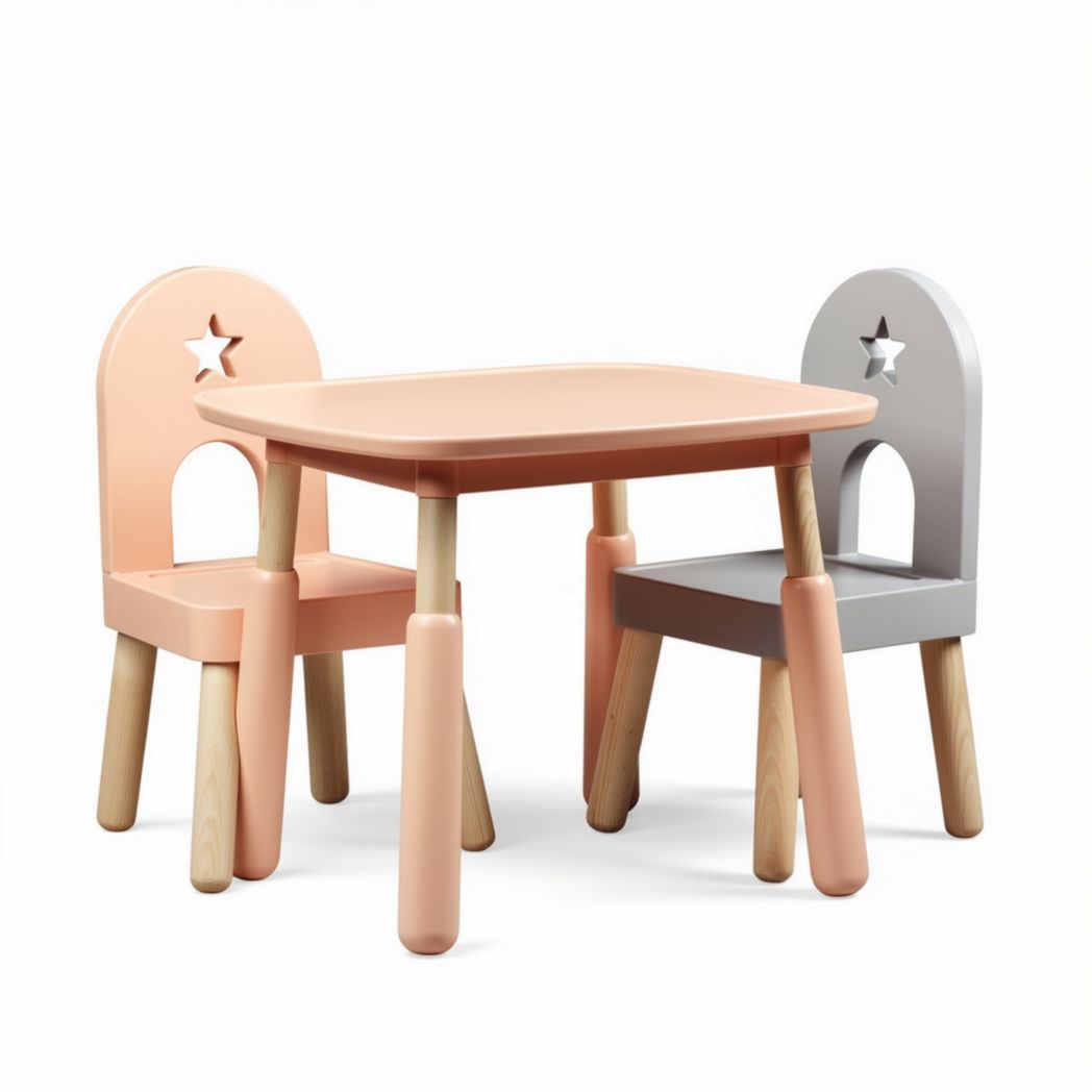 Children's Plastic Table and Chair Set for Playtime Activities – Made of Durable Materials – 60 x 60 x 50cm