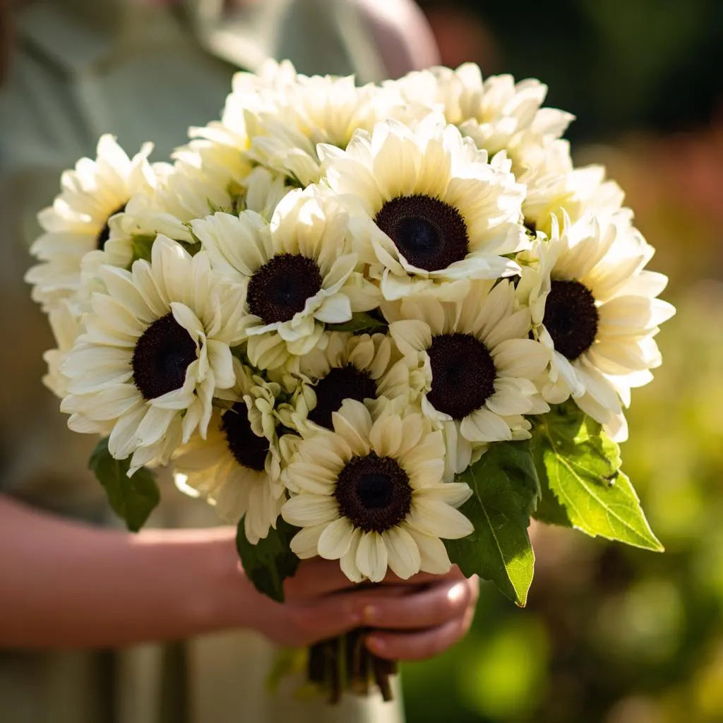 White Nite Sunflower Seeds – 5/25/50 Seeds | Elegant Creamy-White Blooms, Easy-to-Grow Annual for Gardens  Cut Flowers(5 Seeds)